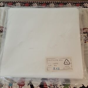 NEW 100 Polyethylene Bags 8x8 4mil gauge .004 industrial strength open top
